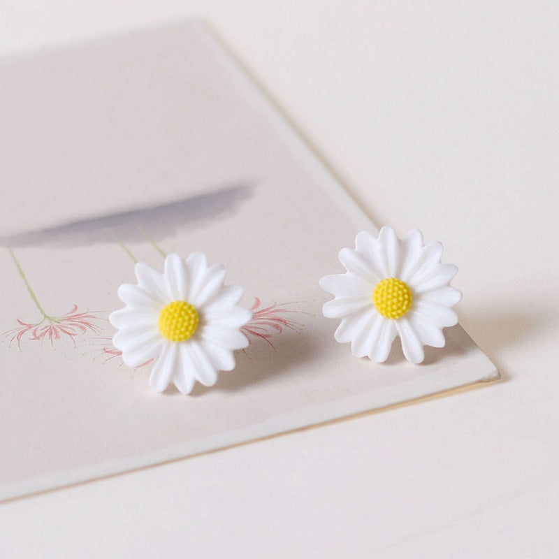 Ceramic Ornament Chrysanthemum Female Fresh Stall Earrings