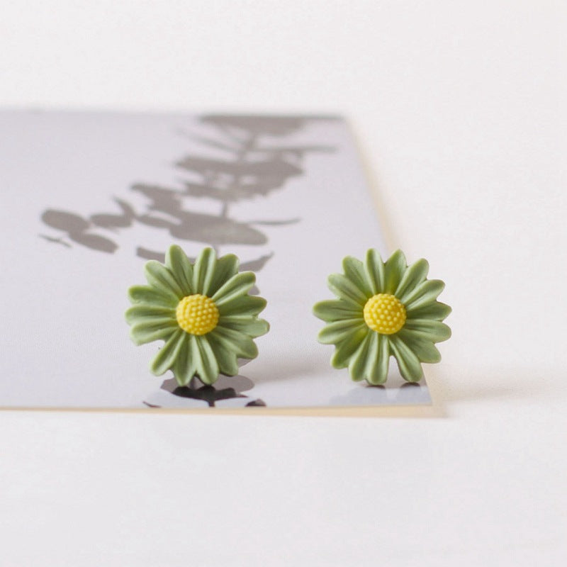 Ceramic Ornament Chrysanthemum Female Fresh Stall Earrings