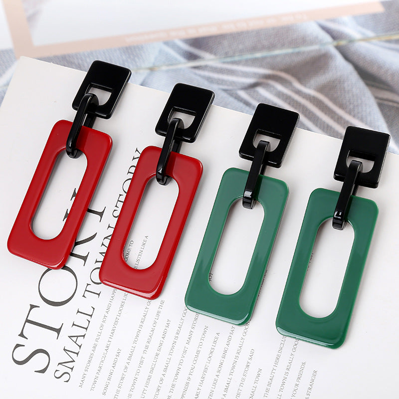 Women's Eye-catching Large Temperament Long Personalized Eardrops Versatile Contrast Color Earrings