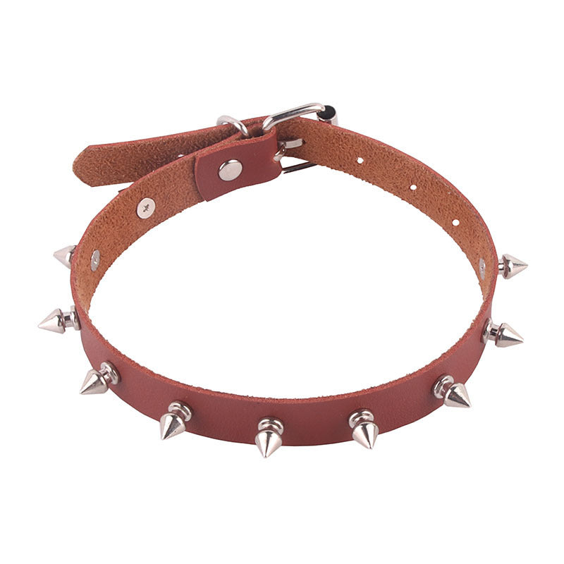 Personality Leather Punk Clavicle Chain Alloy Pointed Collar