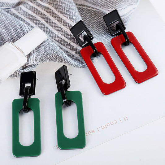 Women's Eye-catching Large Temperament Long Personalized Eardrops Versatile Contrast Color Earrings