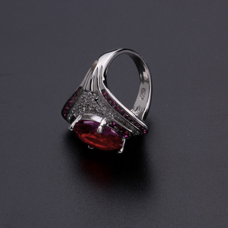 Women's Ornament Inlaid Ruby Full Diamond For Rings