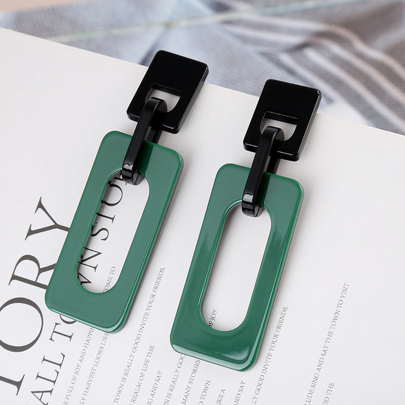 Women's Eye-catching Large Temperament Long Personalized Eardrops Versatile Contrast Color Earrings