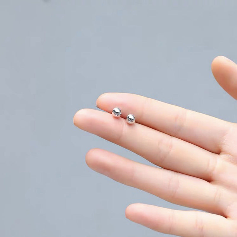 Sterling Sier Handmade Glossy Ball Bean Simple Rings