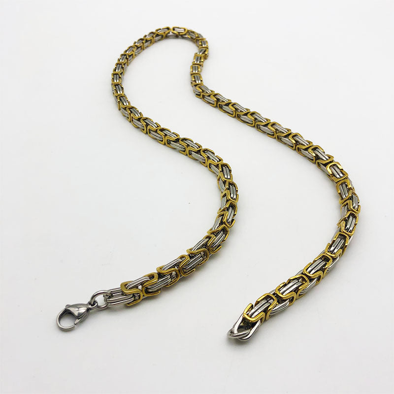 Men's Byzantine Titanium Steel King Chain Emperor Stainless Necklace