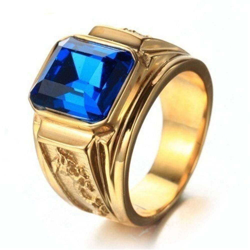 Bare Square Zircon Black Red Blue Rings