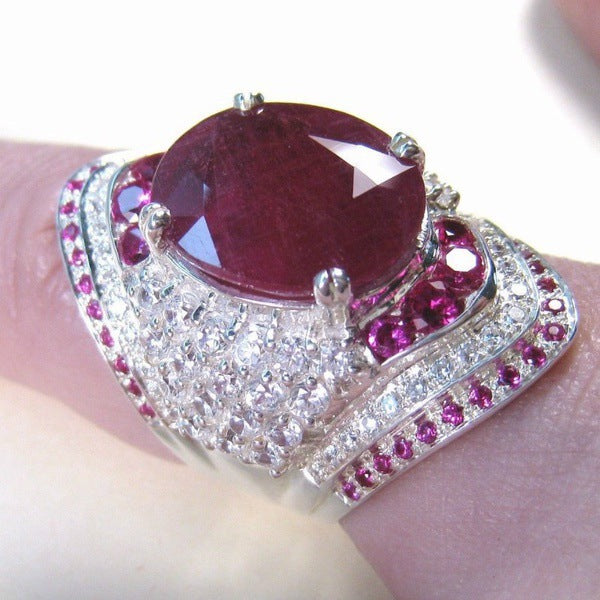 Women's Ornament Inlaid Ruby Full Diamond For Rings