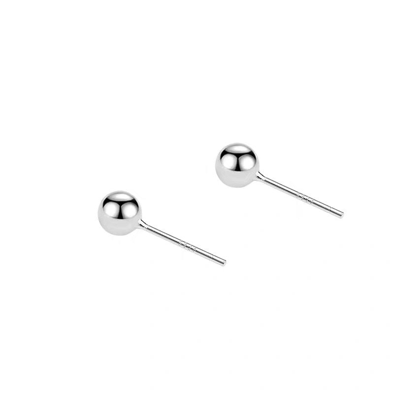 Sterling Sier Handmade Glossy Ball Bean Simple Rings