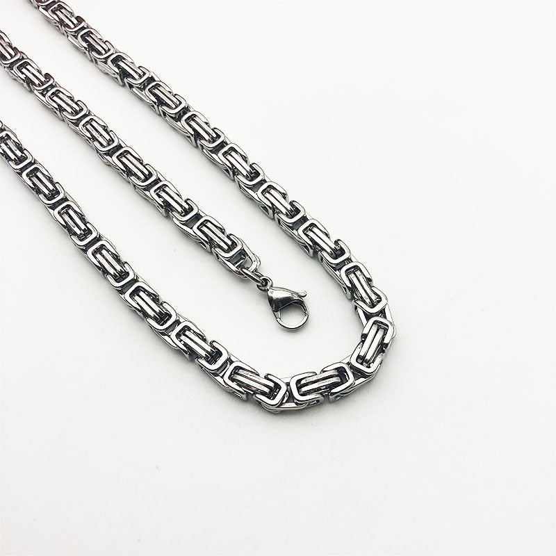 Men's Byzantine Titanium Steel King Chain Emperor Stainless Necklace