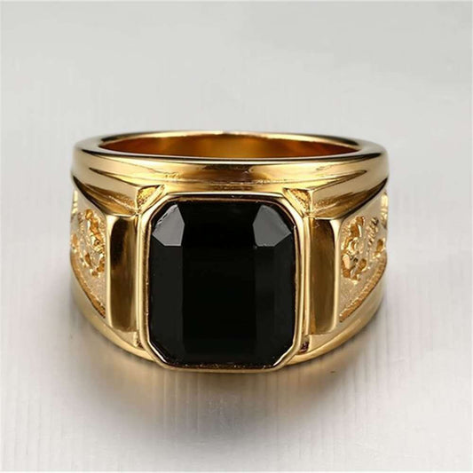 Bare Square Zircon Black Red Blue Rings