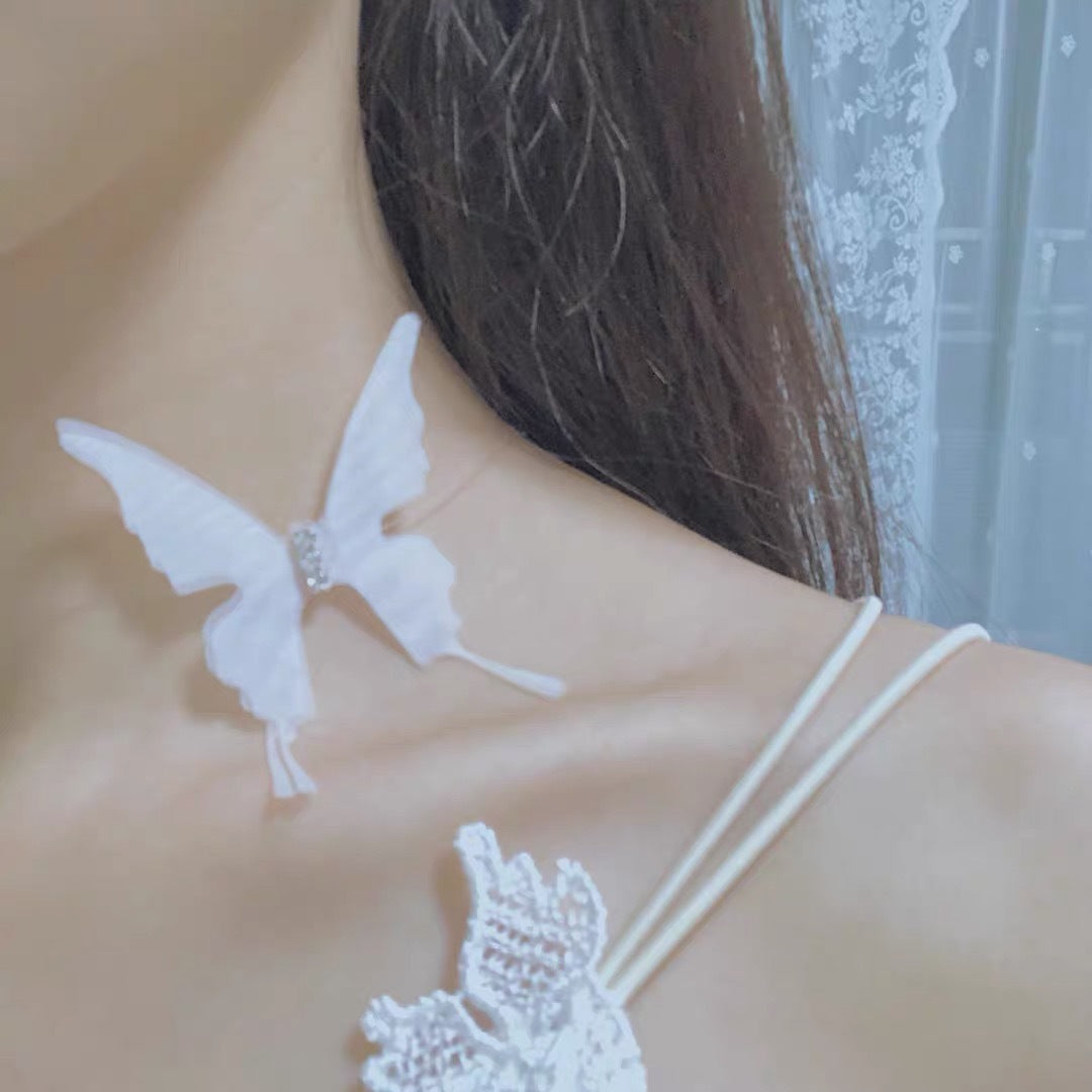 Female Butterfly Clavicle Chain Sweet Tulle Necklaces