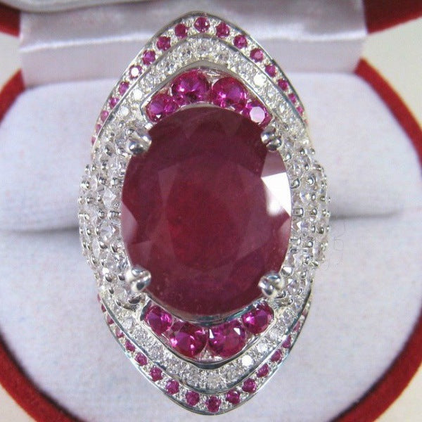 Women's Ornament Inlaid Ruby Full Diamond For Rings