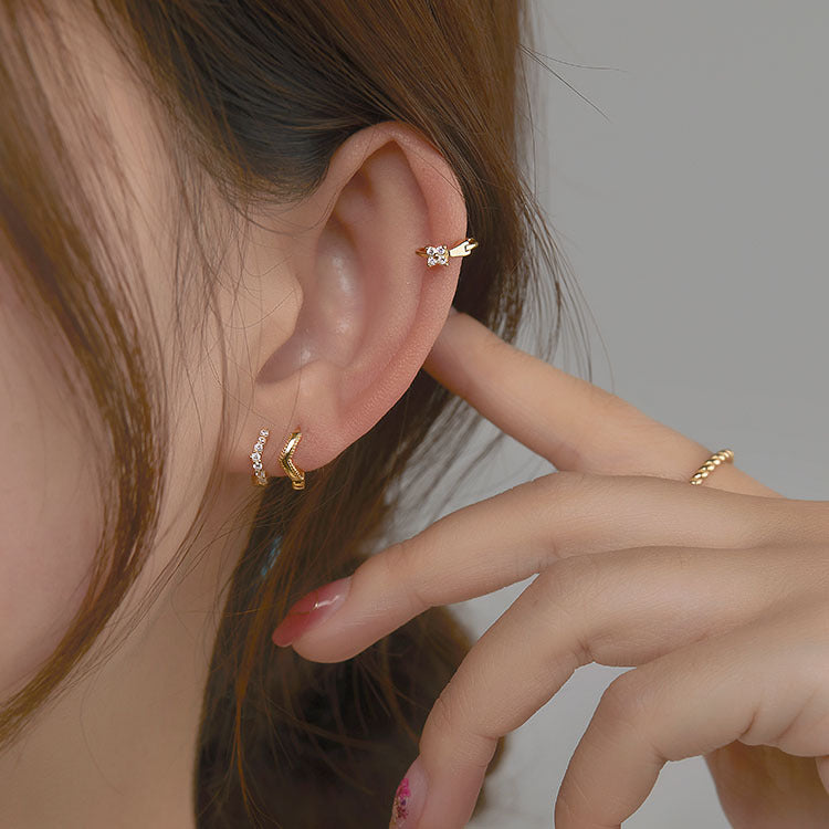 Ear Clip Sier Needle Bone Female Earrings