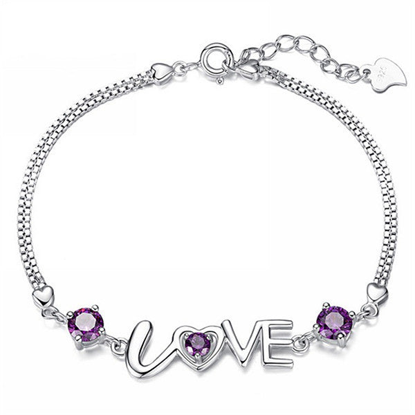 Women's Fashion Sier Plated Hand Double Diamond Bracelets