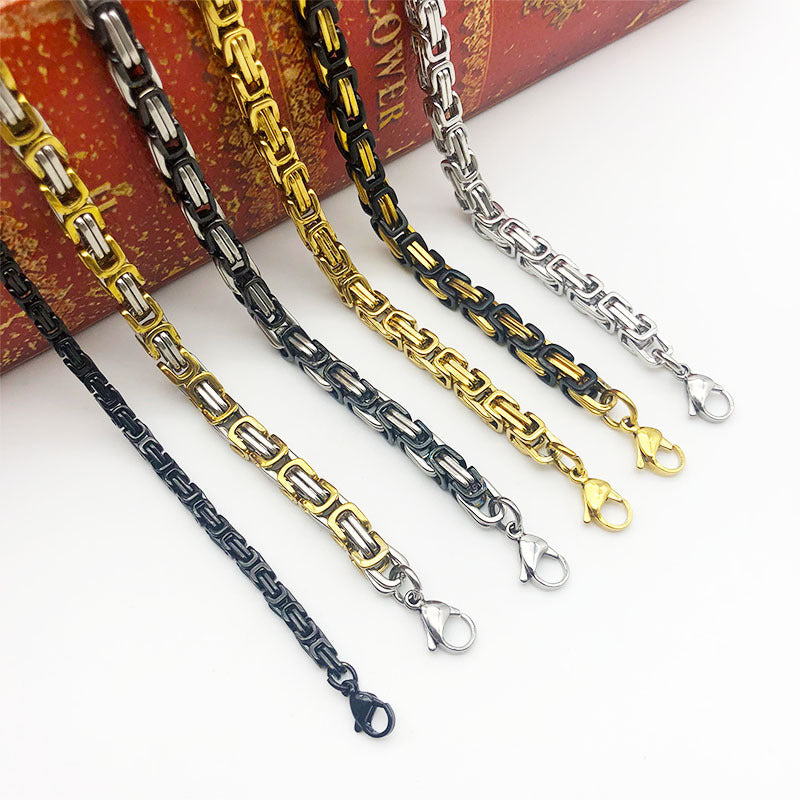 Men's Byzantine Titanium Steel King Chain Emperor Stainless Necklace