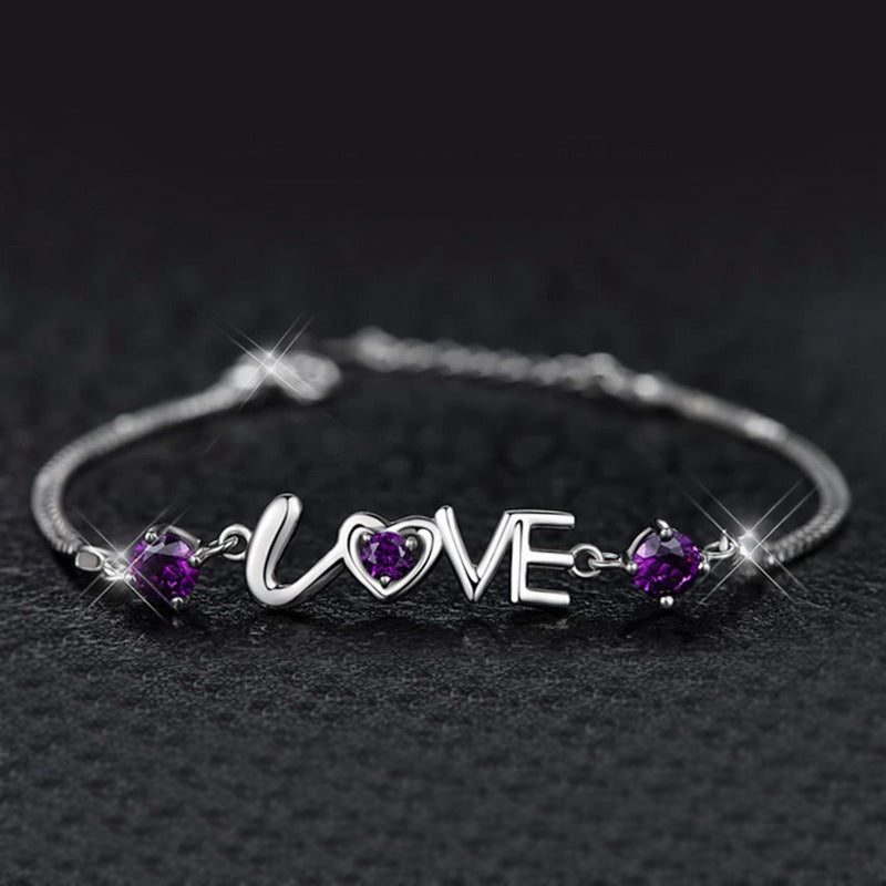 Women's Fashion Sier Plated Hand Double Diamond Bracelets
