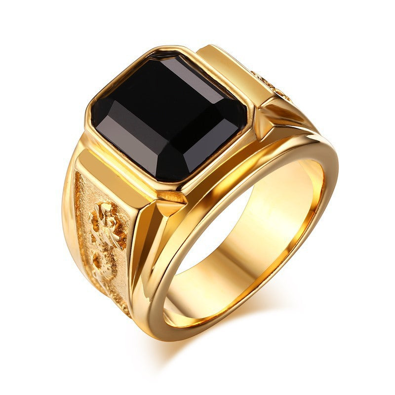 Bare Square Zircon Black Red Blue Rings