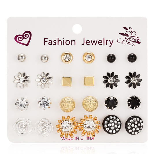 Women's Paper Card Alloy Zircon Ear Niche Earrings