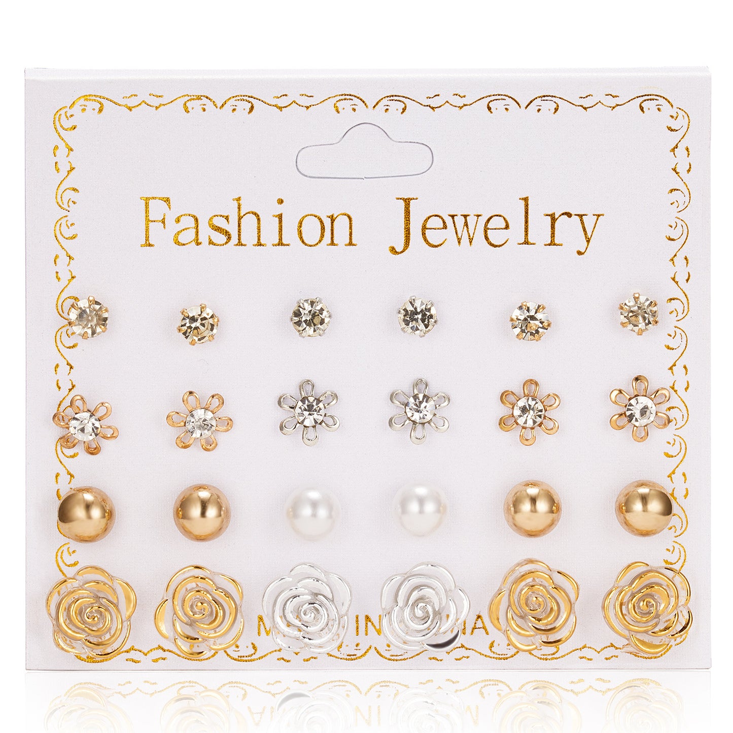 Women's Paper Card Alloy Zircon Ear Niche Earrings