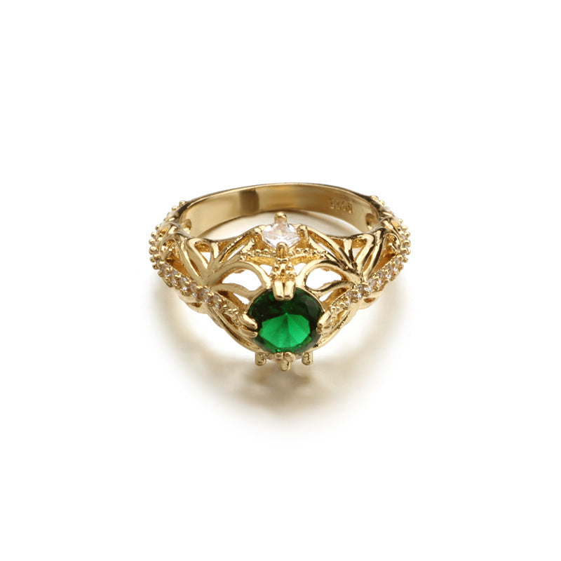 Popular Grandmother Green Zircon Diamond Female Fashion Luxury Engagement Ring
