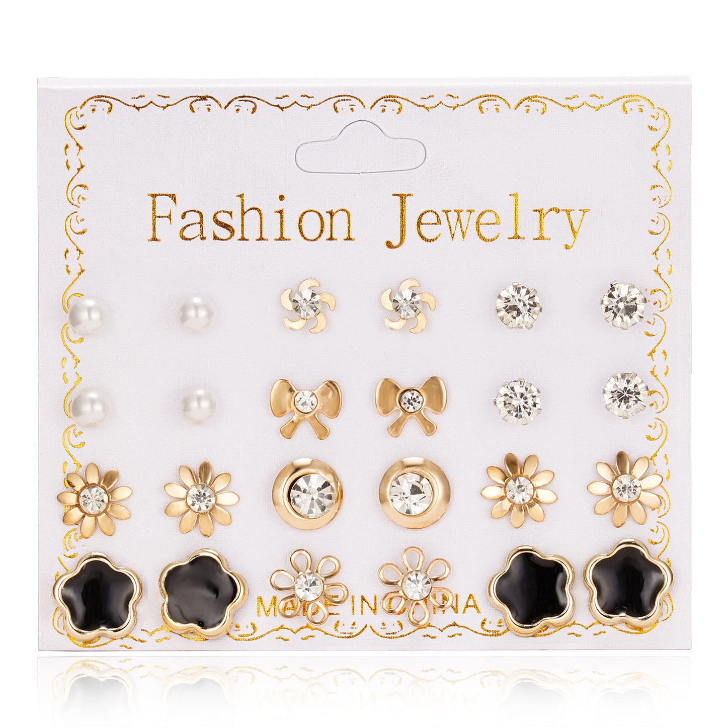 Women's Paper Card Alloy Zircon Ear Niche Earrings