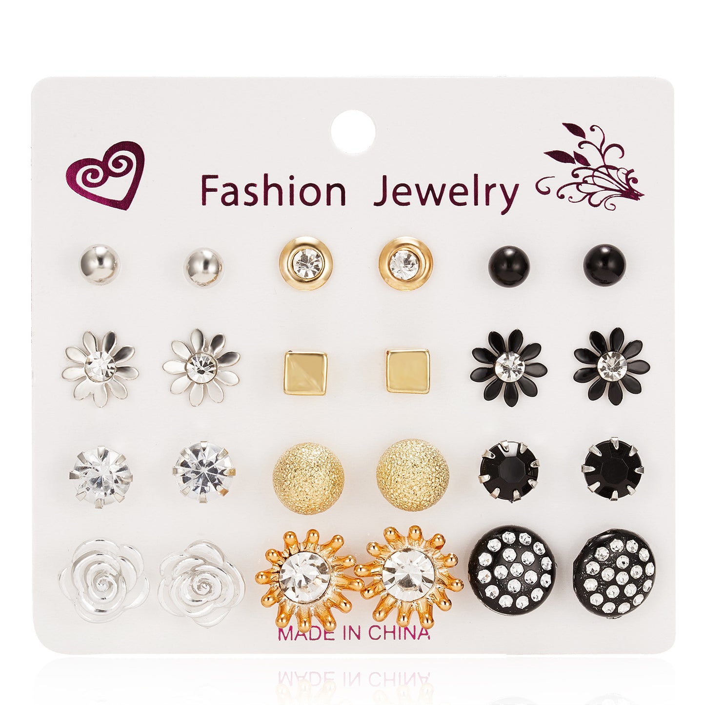 Women's Paper Card Alloy Zircon Ear Niche Earrings