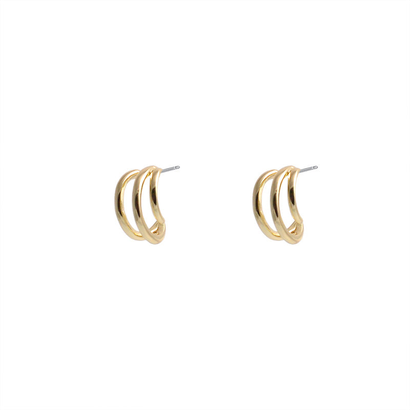 Women's Sier Needle Shaped Twisted Metal Version Minimalist Style Stud Earrings