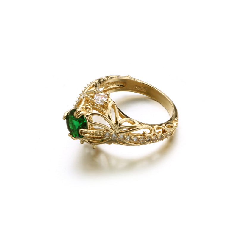 Popular Grandmother Green Zircon Diamond Female Fashion Luxury Engagement Ring