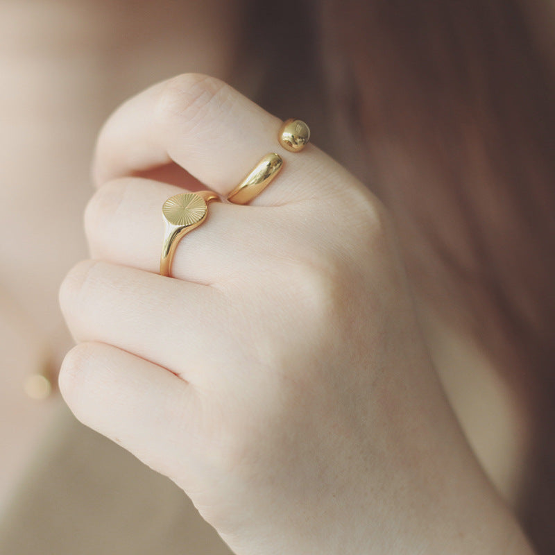 Minority Irregular Metal Round Simple Titanium Rings