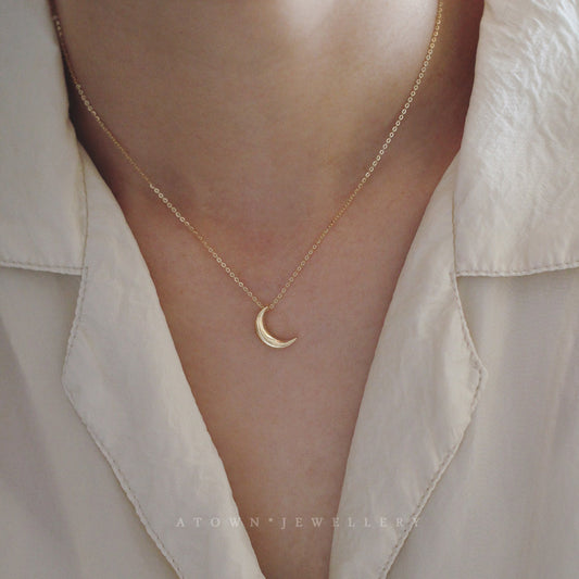 Light Plate Small Moon Sier Plated Necklaces