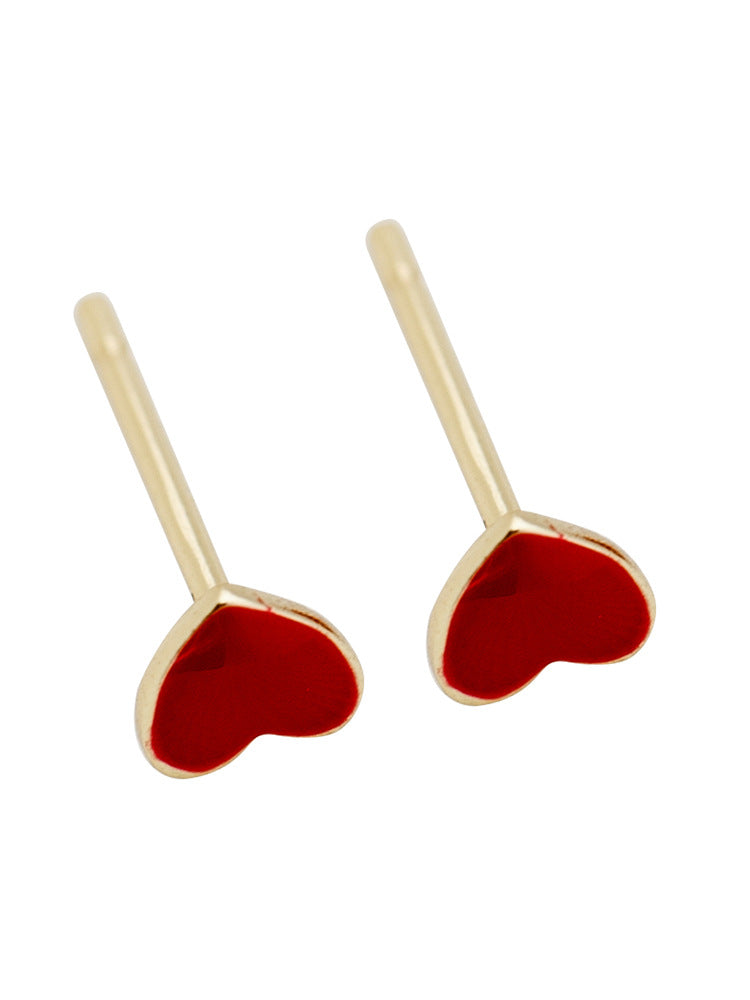 Women's Sier Red Heart-shaped Simple Cold Style Earrings