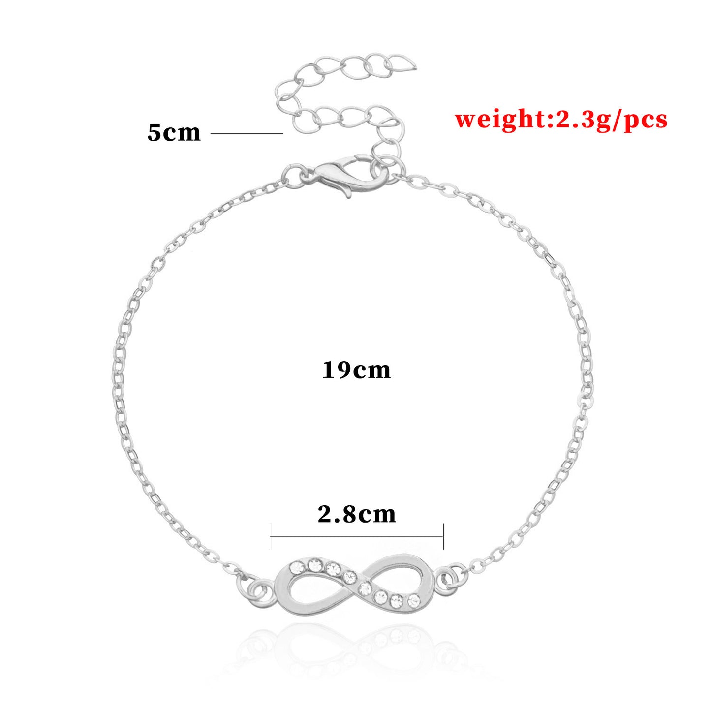 Women's Ornament Fashion Simple Rhinestone Words Infinite Bracelets