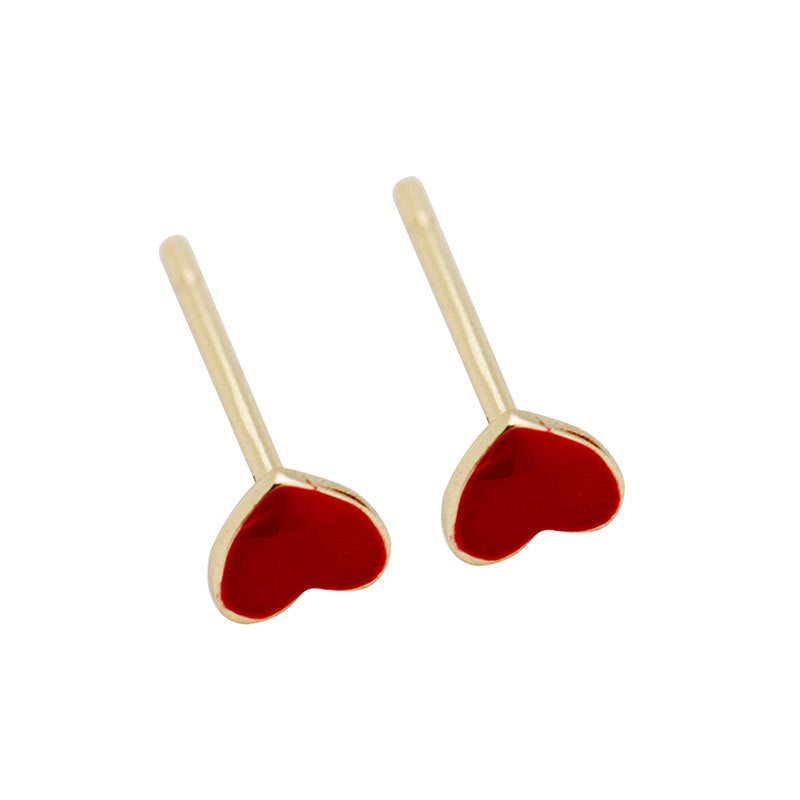 Women's Sier Red Heart-shaped Simple Cold Style Earrings