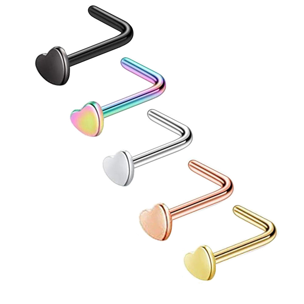 Nose Medical Heart-shaped Ear Straight Rod Stud Earrings