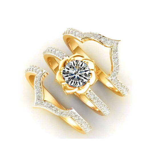 Ornament Rose Gold Fresh Zircon Three-piece Rings