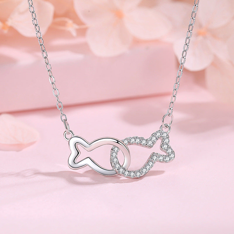 Raw Fish You Simple Sterling Sier Pisces Clavicle Necklaces