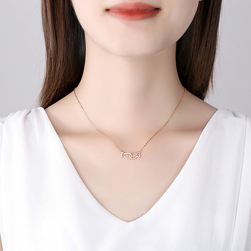 Raw Fish You Simple Sterling Sier Pisces Clavicle Necklaces