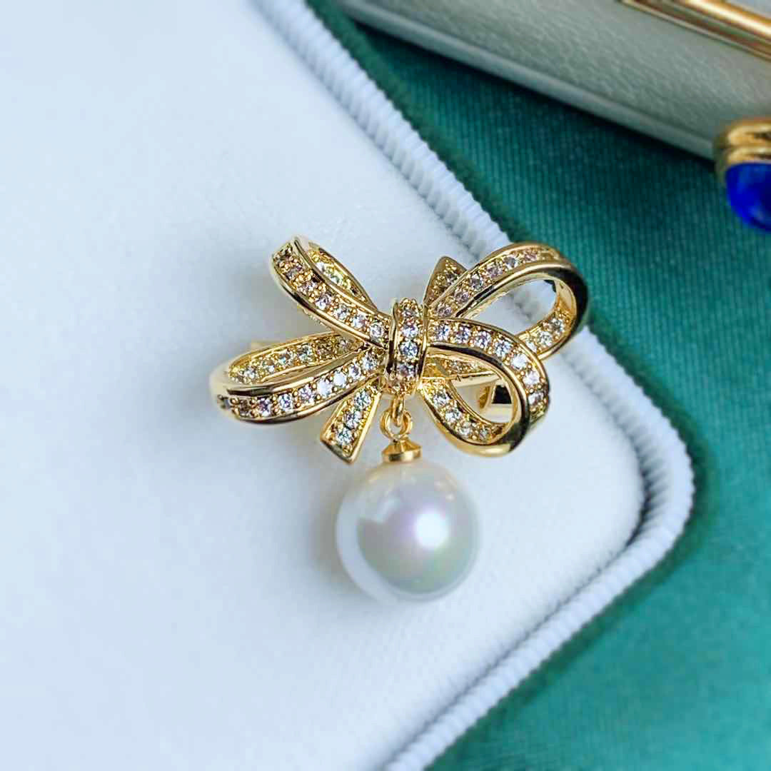Elegant Bow Pearl Brooch Exquisite Business Corsage Brooches