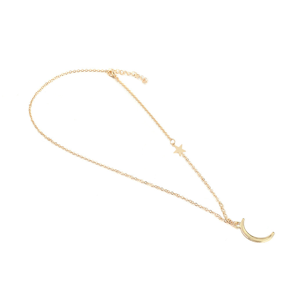 Women's Simple Moon Star Chain Short Clavicle Necklace