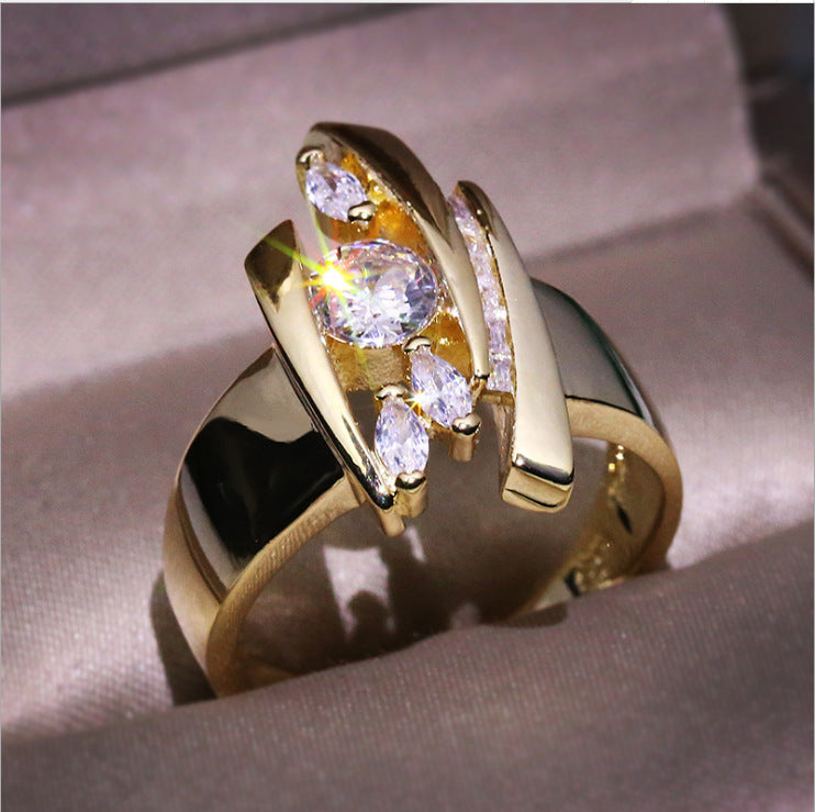 Women's Zircon Rhinestone Geometric Popular Engagement Rings