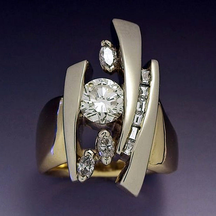 Women's Zircon Rhinestone Geometric Popular Engagement Rings