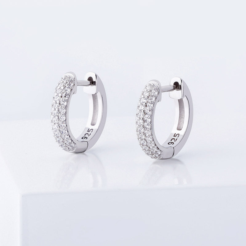 Women's & Men's Sier Zircon Round For Hip Hop Earrings