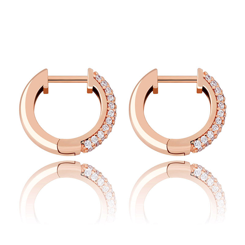 Women's & Men's Sier Zircon Round For Hip Hop Earrings