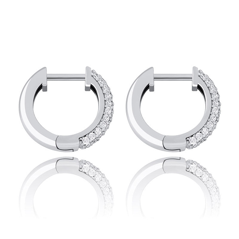 Women's & Men's Sier Zircon Round For Hip Hop Earrings