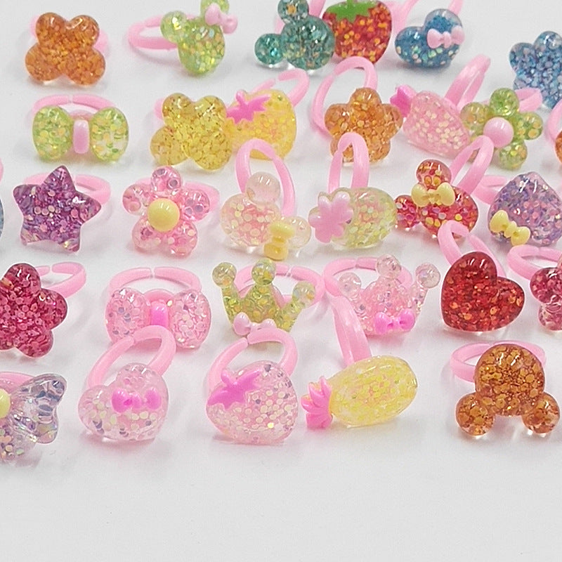 Children's Cute Resin Cartoon Plastic Metal Rings