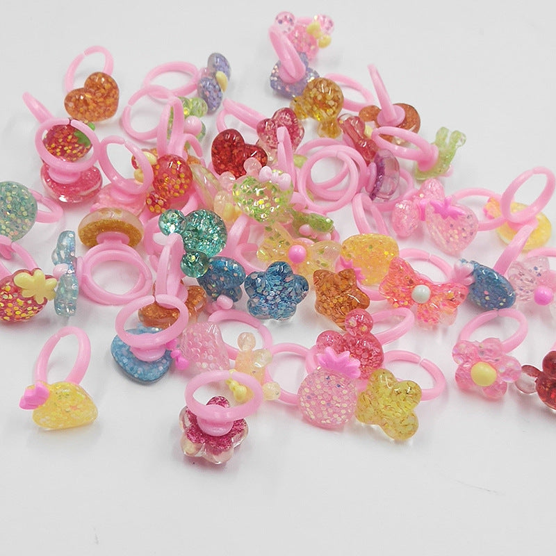 Children's Cute Resin Cartoon Plastic Metal Rings