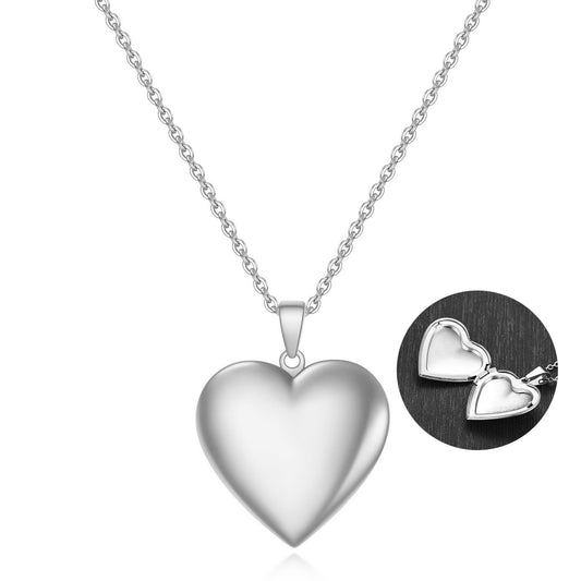 Open Heart-shaped Titanium Steel Glossy Stainless Necklaces