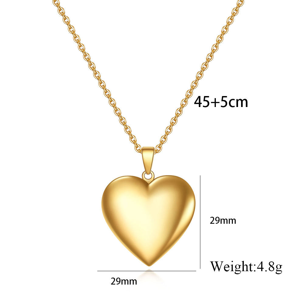 Open Heart-shaped Titanium Steel Glossy Stainless Necklaces