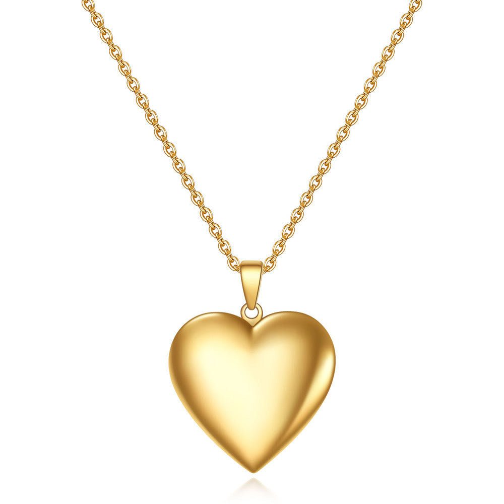 Open Heart-shaped Titanium Steel Glossy Stainless Necklaces