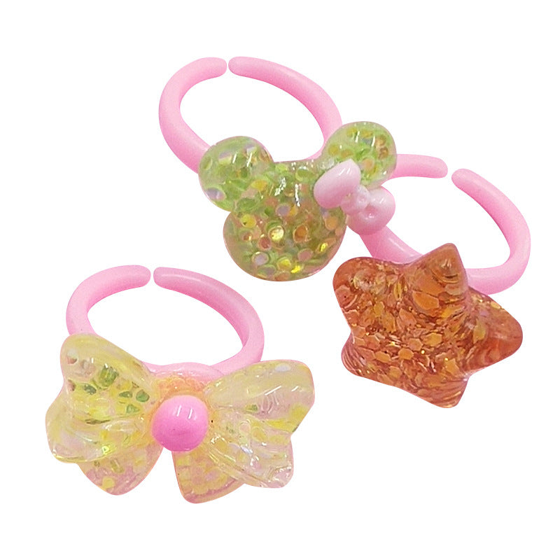 Children's Cute Resin Cartoon Plastic Metal Rings